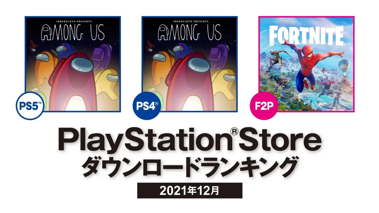 2021年12月のPS Storeダウンロードランキング。トップはPS5とPS4で『Among Us』