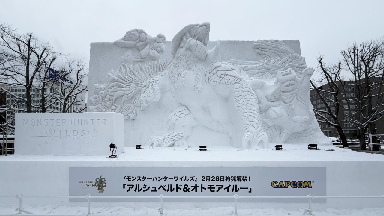 「2025さっぽろ雪まつり」に「“白の孤影”アルシュベルド& オトモアイルー」の大雪像が登場